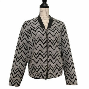 Mango Suit Chevron Print Zip Up Jacket Size Medium